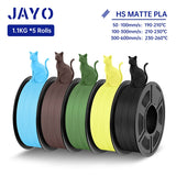 JAYO PLA Classic 3D Filament 1.75mm High Speed Matte PLA 3D Printer Filament Neatly Wound 3D Printing Materials 5Rolls/set