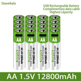 AA USB Rechargeable Lithium Ion Battery 1.5V AA 12800mah Power Bank Lifepo4 Batteries Aaa Recharable Lipo4 Recharchable Original