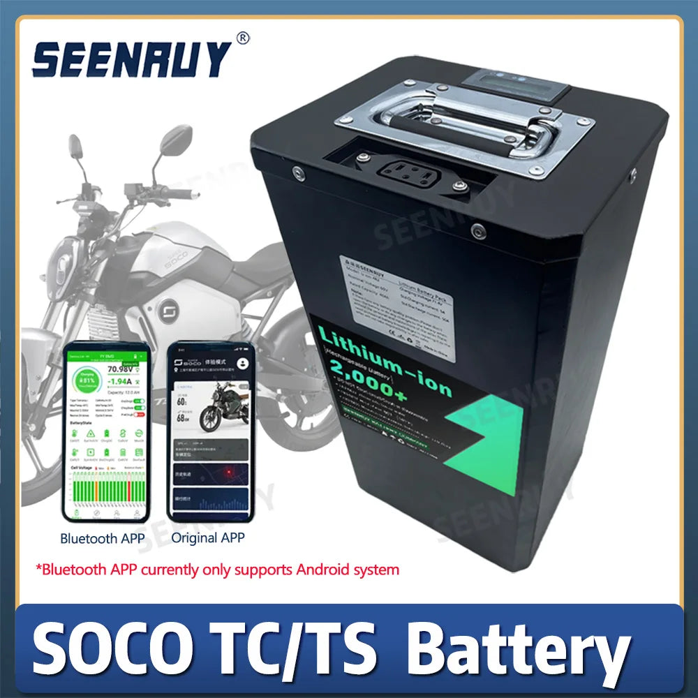 SEENRUY Super Soco Battery 17S 60V 50Ah 40Ah 30Ah Original Replacement Large Capacity Support Bluetooth APP Display TC TS