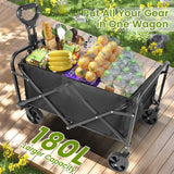 Heavy Duty Wagon Carts Foldable, Portable Wagons for Groceries, Beach Cart with All-Terrain Wheels  Drink Holders, Utility Wagon