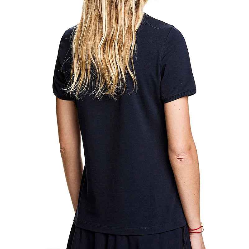 CH Women's Short-Sleeved T-Shirt, with a Round Neckline and Featuring a Red Floral embroidery Design, a Casual Everyday Top