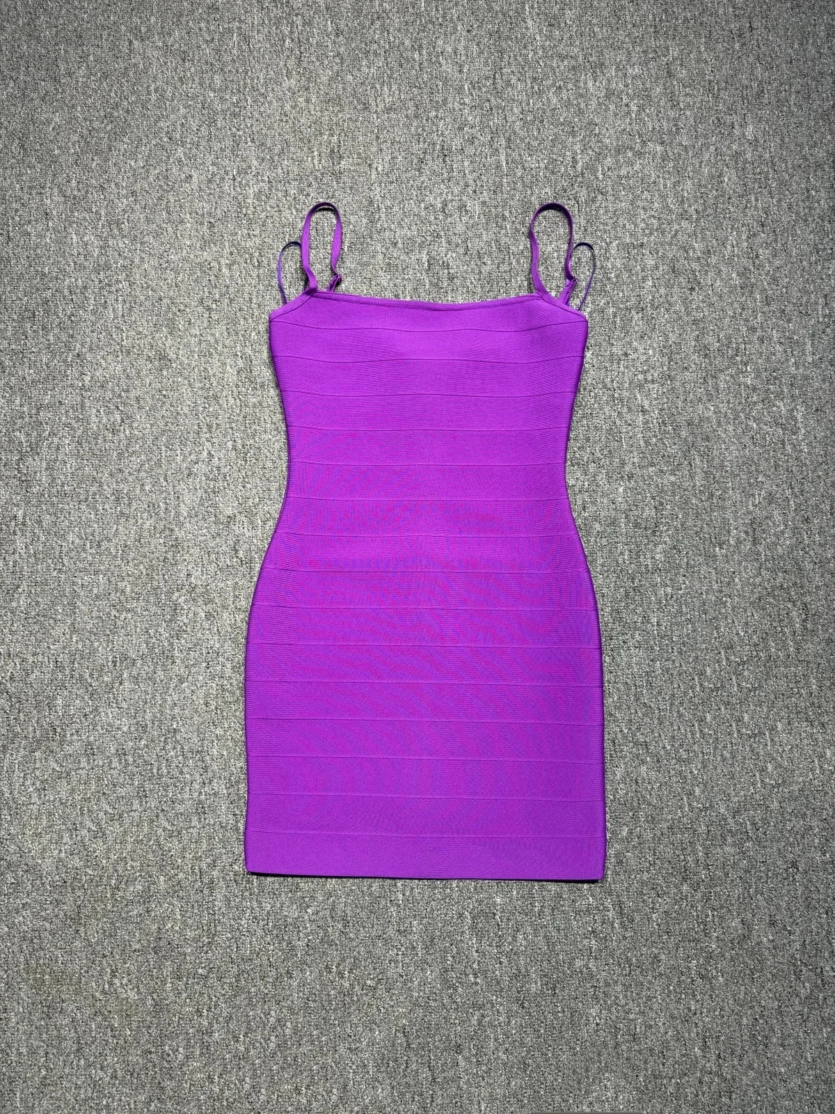 4Colors Women Summer Bandage Dress Spaghetti Strap Slash Neck Stripe Bodycon Mini Short Dress High Street Evening Club Party