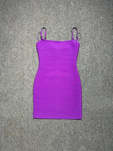 4Colors Women Summer Bandage Dress Spaghetti Strap Slash Neck Stripe Bodycon Mini Short Dress High Street Evening Club Party