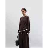 100% Wool~Fake Two-Piece T-Shirt, Women's Long-Sleeved Top, Soft and Loose base layer