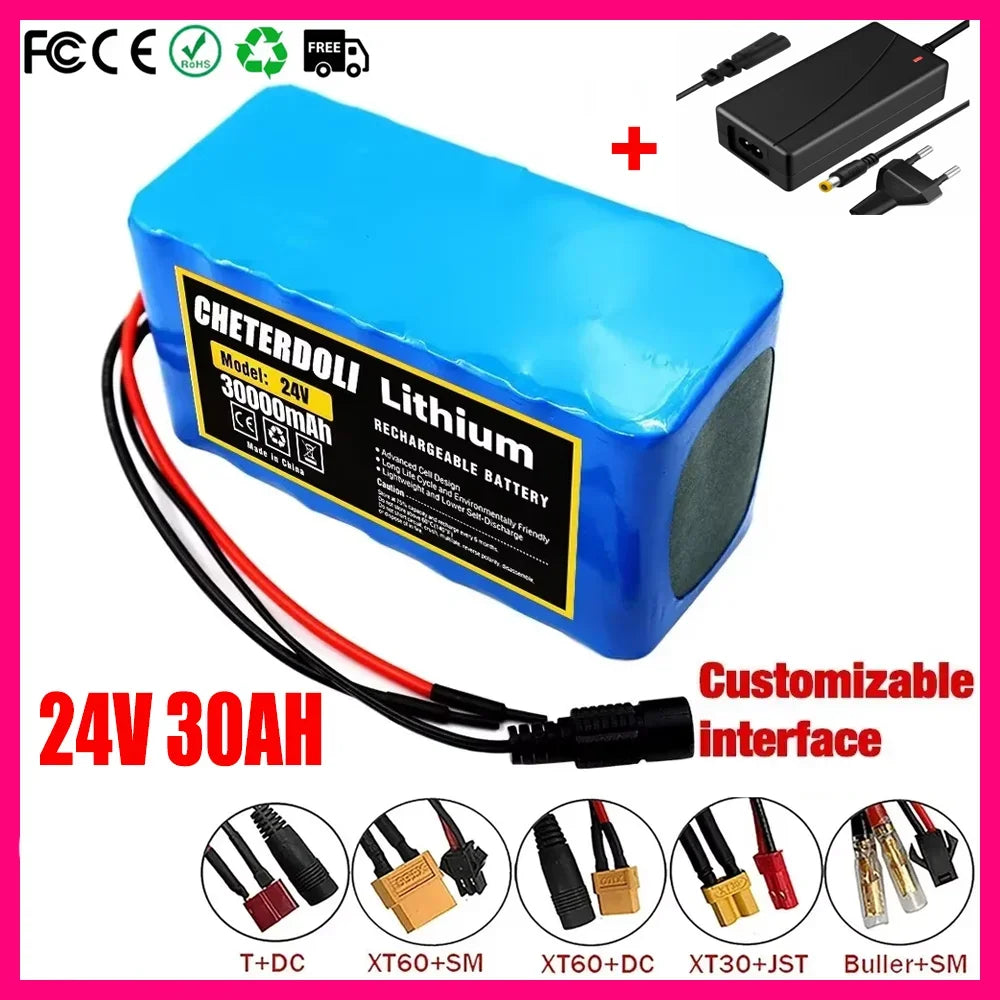 24V 7S3P 18650 Li-Ion Battery Pack Lithium Batteries for Electric Motor Bicycle Ebike Sccooter Toys Drill With 2A Charger