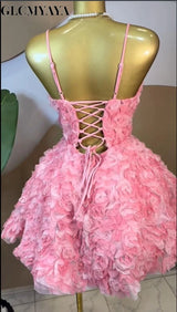 CM.YAYA Women Rose Floral Spaghetti Strap Lace Up Back Midi Mini A-line Dress 2026 Street Birthday Party Dresses Trendy Vestidos