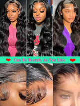 13x6 13x4 Body Wave Human Hair Front Wig 40 Inch HD Transparent Lace