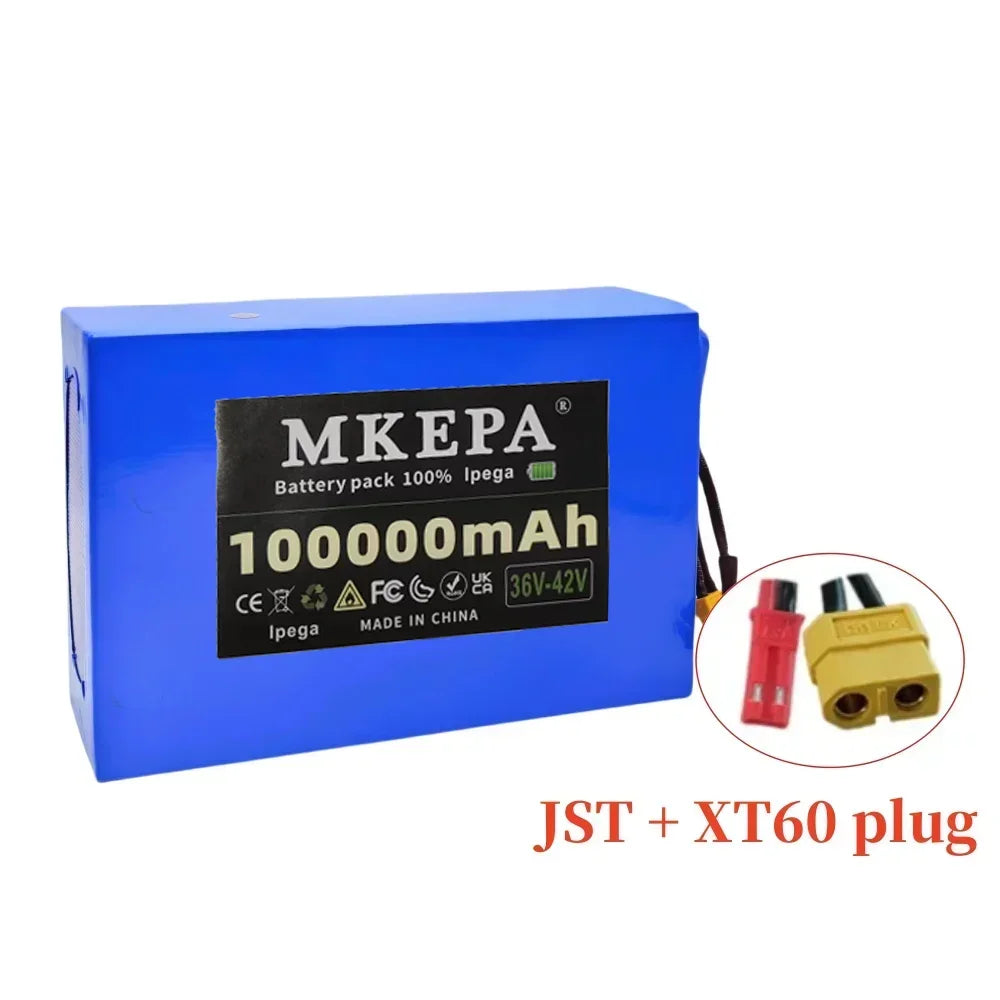 36V 100Ah 10S6P Lithium-Ion Battery Pack 36V 100000mAh 1000W Electric Battery Built-in BMS
