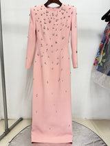 TOP QUALITY Newest 2026 Designer Fashion Women's Rhinestone Diamonds Beaded Long Maxi Dress