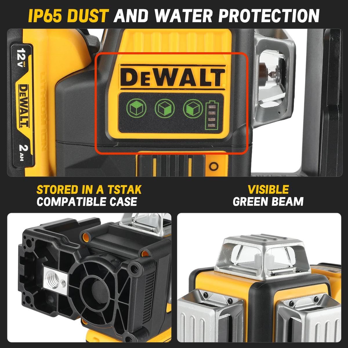 3D 12 Lines DEWALT DW089LG Laser Level 3x360° Green Line 12V Cordless