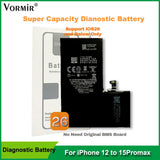 5Pcs/lot Diagnostic Battery For iPhone 12 to 15PM High Capacity Battery Shows Genuine Part No Need Older BMS No Pop Up Message