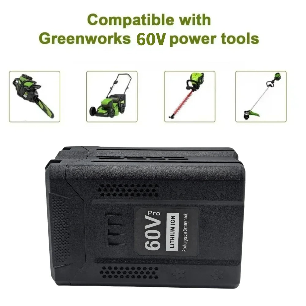 For Greenworks PRO 60V 6.0/8.0/10.0AhLithium Ion Battery Replacement 3X Longer Runtime,for brushless lawn mowing GD60AB, etc