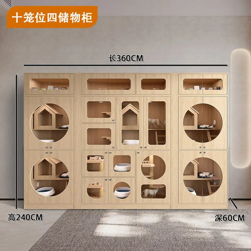 Cat villa cat house household solid wood interior cabinet house free space cat climbing frame integrated cage