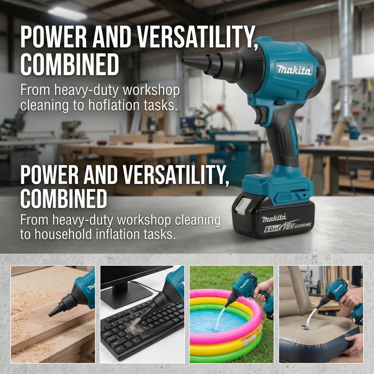 Makita power tools makita 18v tools DAS180 high-power air dust removal gun for blowing dust in narrow spaces power tools