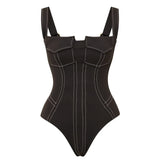 FLAXMAKER Pockets One Piece Swimsuit and Pants Women Swimwear Bodysuit Dress