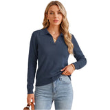 Women's POLO shirt, spring sweater, business casual wear, summer fashion.