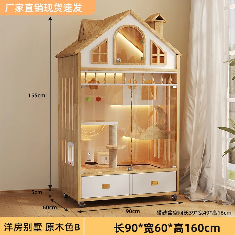 Cat Villa Pet Cabinet Cat Cage Household Indoor  Large Free Space