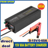 12v 100A 60a lithium Battery Charger 30A 20A 40A 50A Fast Charger with Adjustable Current 100V-240V for Lifepo4 Lithium Battery