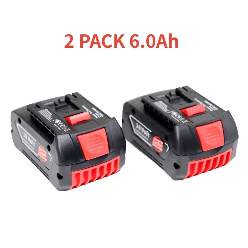 High-Performance 18V 6.0Ah LITHIUM-ION Battery Replacement for Bosch 18V BAT609 BAT612 BAT618 GBA GSR GSB Rechargeable Battery