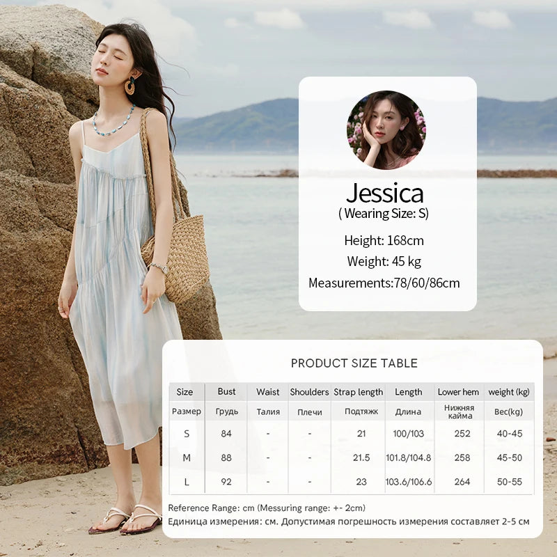 MISHOW Summer Holiday Camisole Dress for Women 2025 New Tie Dye Slim Sleeveless Seaside Long Dresses Female Fashion MXE12L2118