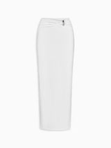 Kylie's Same Style ~ KHY X GraceLing Solid Color Metal Zipper Pleated Short Sleeve Fitted Elastic Base T-Shirt