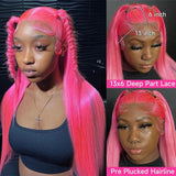 13x6 Purple Lace Front Human Hair Wig Brazilian 613 Blonde Pink Grey
