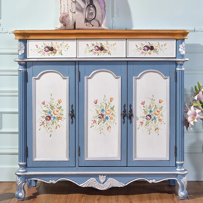 Country house brown walnut light yellow activity baffle multi-layer shoe cabinet entrance side cabinet