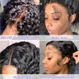 360 Full Lace Wig Human Hair Pre Plucked Hd 250 Density 360 Lace Front Wigs Deep Curly Wigs Human Hair Invisible Drawstring 40In