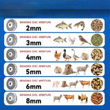Small portable feed pellets for poultry, chicken, cattle, sheep, and pigs can be shipped and customized quickly