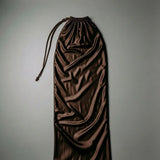Glossy Coffee Satin Silk Maxi Dress Ice Silk Wrapped Sexy Long Sleeping Bag