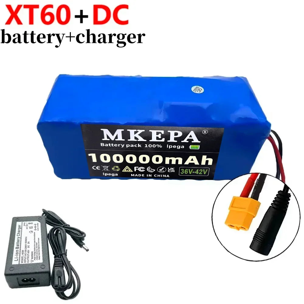 New 10S4P 36V 100000mAh Electric Scooter Lithium Battery 18650 Battery Pack 36V Suitable for Bicycle Scooter Battery+42V Charger