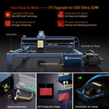 SCULPFUN S9 Upgrade to S30Ultra 33W/22W Laser Module with 32-bit Motherboard High-speed Air Assist Pump &XY Limit Switch For S30