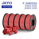 JAYO PLA Classic 3D Filament 1.75mm High Speed Matte PLA 3D Printer Filament Neatly Wound 3D Printing Materials 5Rolls/set