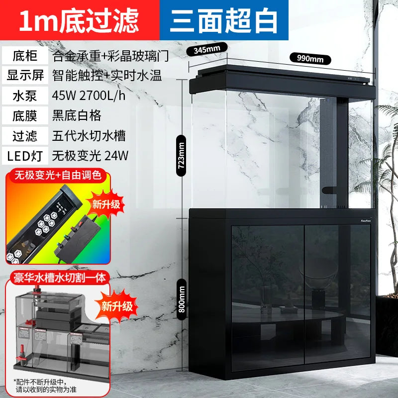 Fish Farm Shrimp Aquarium Indoors Simplicity Decoration Luxury Aquarium Accent Glass Ecology Home Furniture El Acuario
