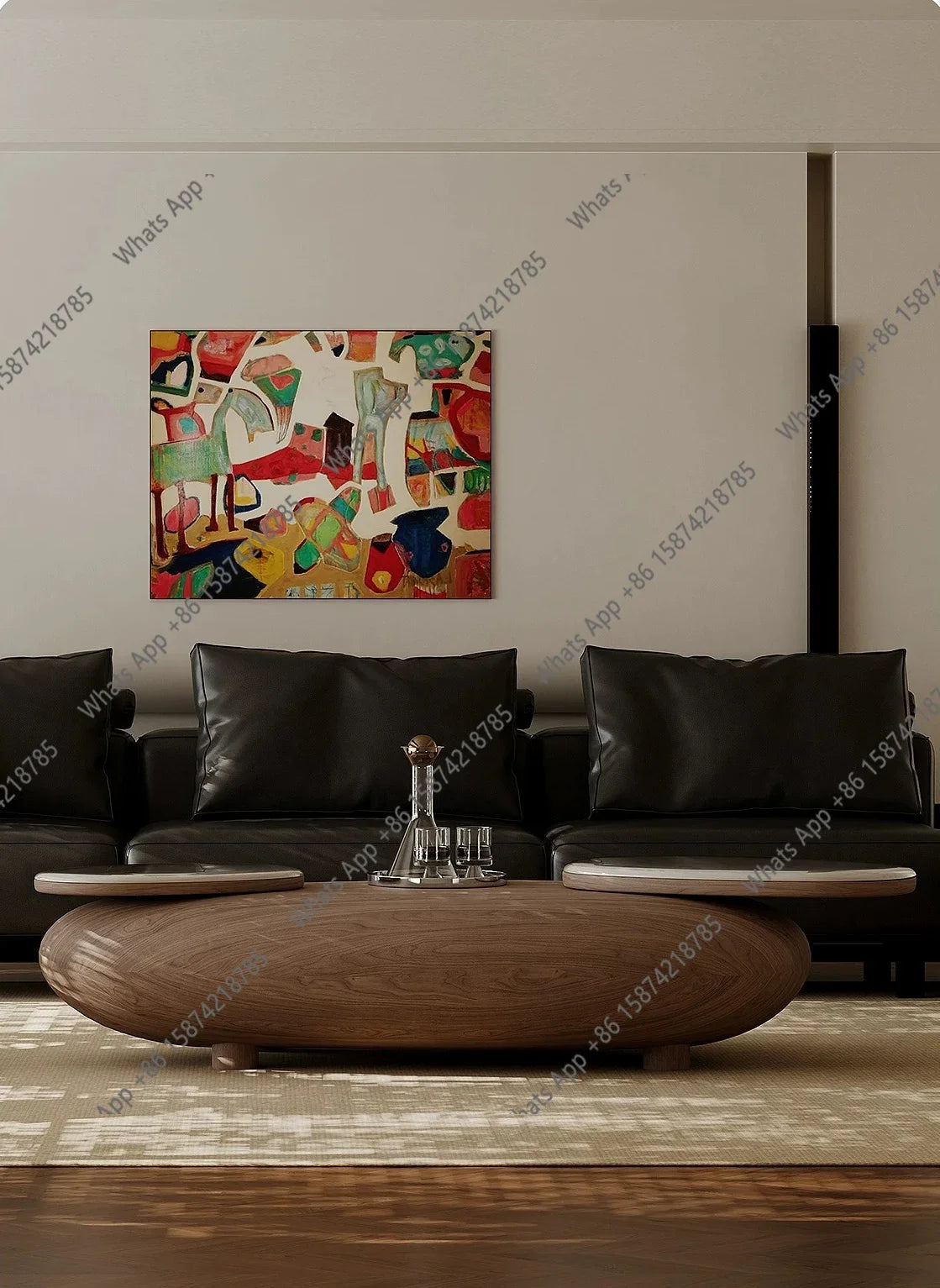 u- Medieval style large coffee table living room retro creative high-end atmospheric design sense walnut color coffee table y