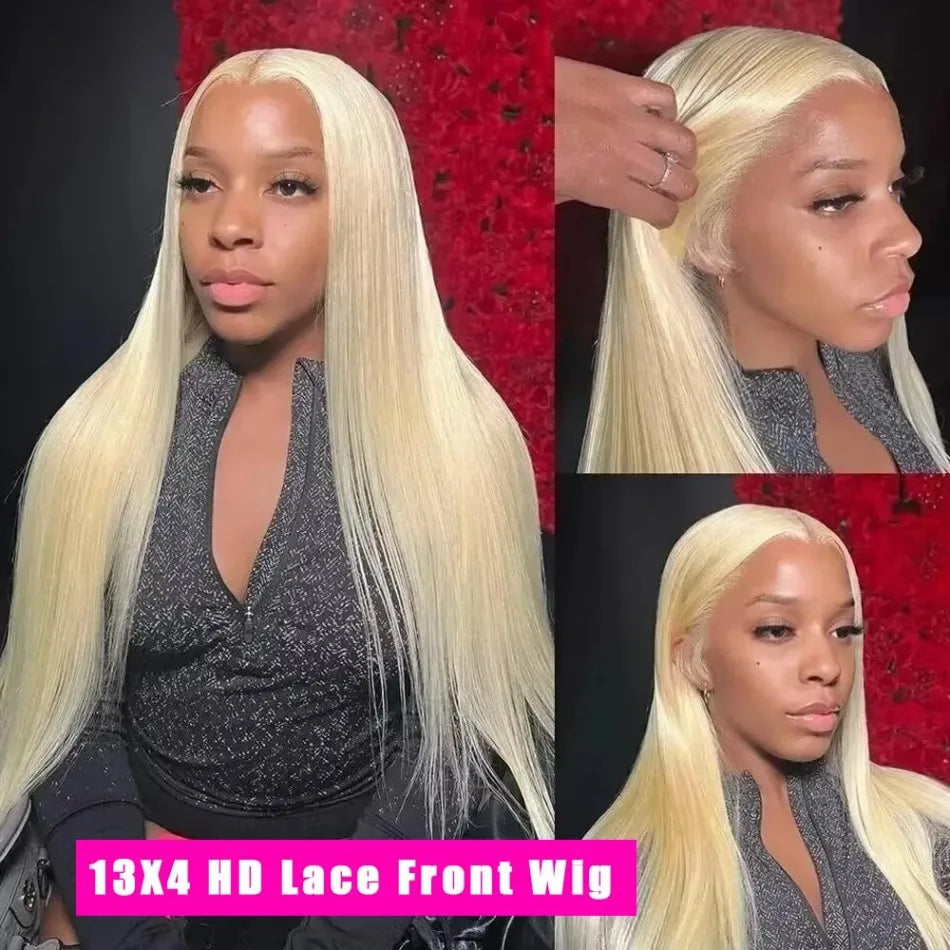 Straight Human Hair Wigs 613 Blonde 13X6 Hd Lace Frontal Wig 220 Density