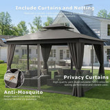 Outdoor Gazebo, Heavy Duty Metal Frame Patio Gazebo Canopy with Waterproof Double Roofs, Tent Shelter with UPF50 Protection, Mo