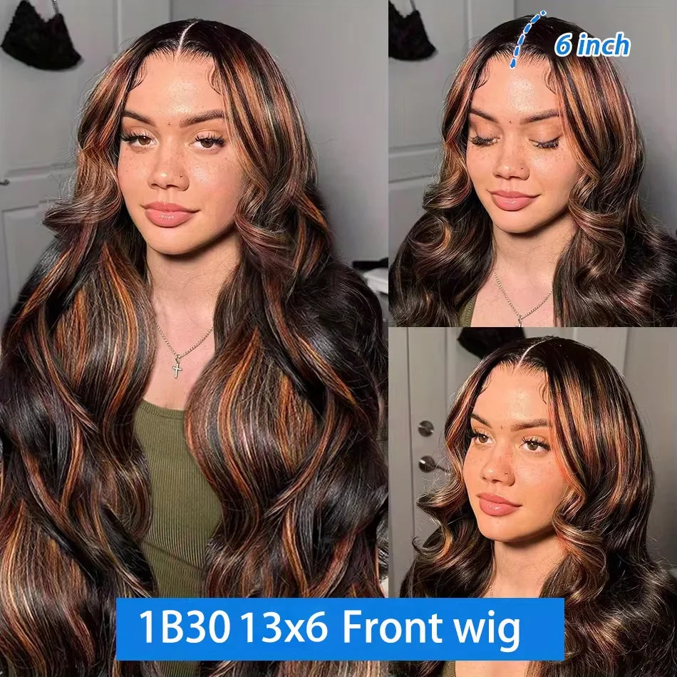 1b30 Black Brown Lace Front 13x4 Body Wave Wigs  P427 Highlight Ombre  Human Hair 13x6 HD Lace Frontal Blonde Colored Wig