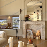 Marble French fireplace American modern retro silent wind natural travertine stone fireplace