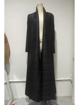 Miyake Pleated Turndown Collar Long Sleeve Cardigan Dress Long Coats Women New Abaya Fashion Solid Loose Large Size Clothes