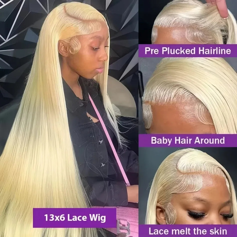 Straight Human Hair Wigs 613 Blonde 13X6 Hd Lace Frontal Wig 220 Density