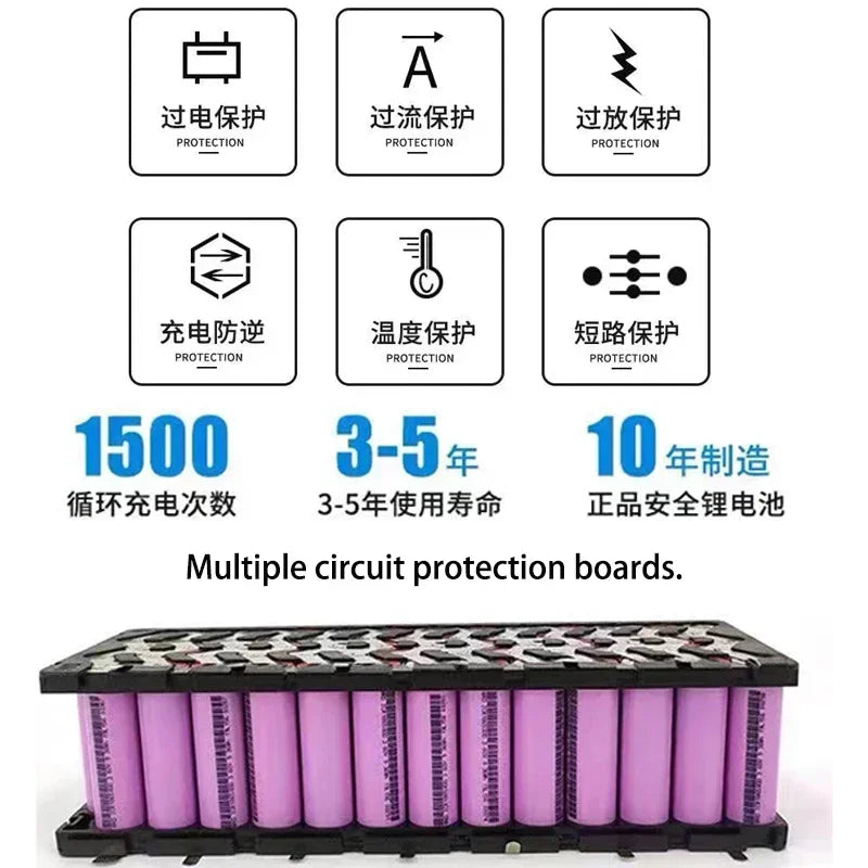 48V 13S3P 36Ah 21700 electric scooter folding takeaway car electric motorcycle lithium ion battery, with BMS，high power