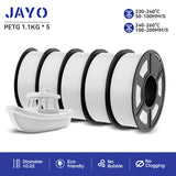 JAYO 3D Printer Filament  PETG PLA HSMPETG PLA PLUS 1.75mm 5Rolls 3D Printing Materials for 100% No Bubble &FDM 3D Pen DIY Gift