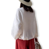 Stereoscopic Cut 76% Natural Mulberry Silk Dried Silk Round Neck Drop Shoulder Long Sleeved Loose Slit Solid Women's T-shirt
