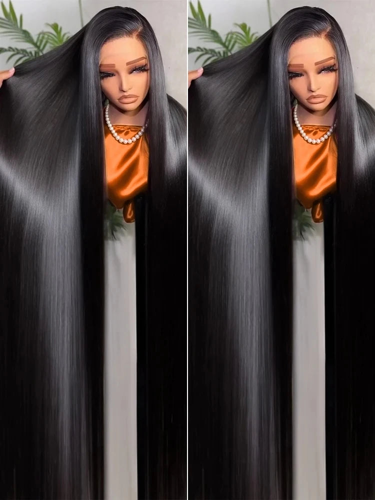 40 46 Inch Bone Straight Lace Frontal Wig 13x4hd Human Hair Wigs 13x6 Hd 200% Density Long Straight Transparent Lace Frontal Wig