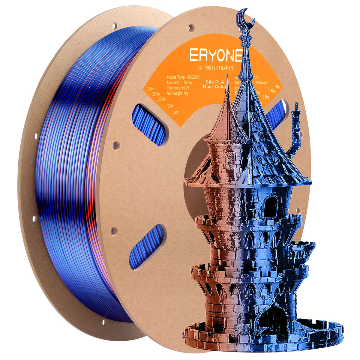 ERYONE 3/5/10KG Dual Color Silk PLA Filament 3D Print,Multicolor Available,Diameter:1.75mm,Tolerance:+/-0.03mm,1KG/Spool