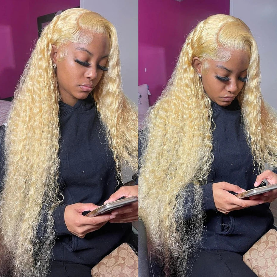 8-32 inch Deep Wave Human Hair Bundles Remy Brazilian Hair 613 Blonde