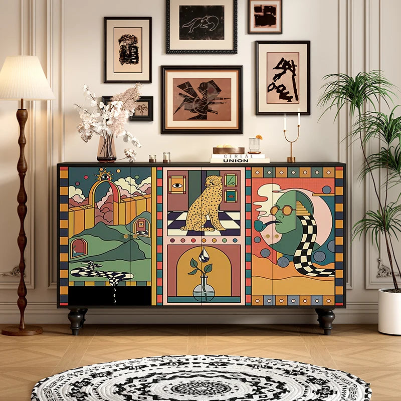 -*French side cabinet solid wood entrance entrance shoe cabinet integrated living room wall storage table