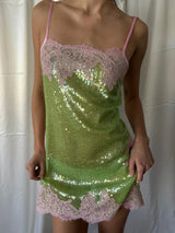 Women White Big Sequins Mini Slip Dress Deep V Spaghetti Strap Loose Short Dresses Club Night Out Birthday Party Gown 2026 New
