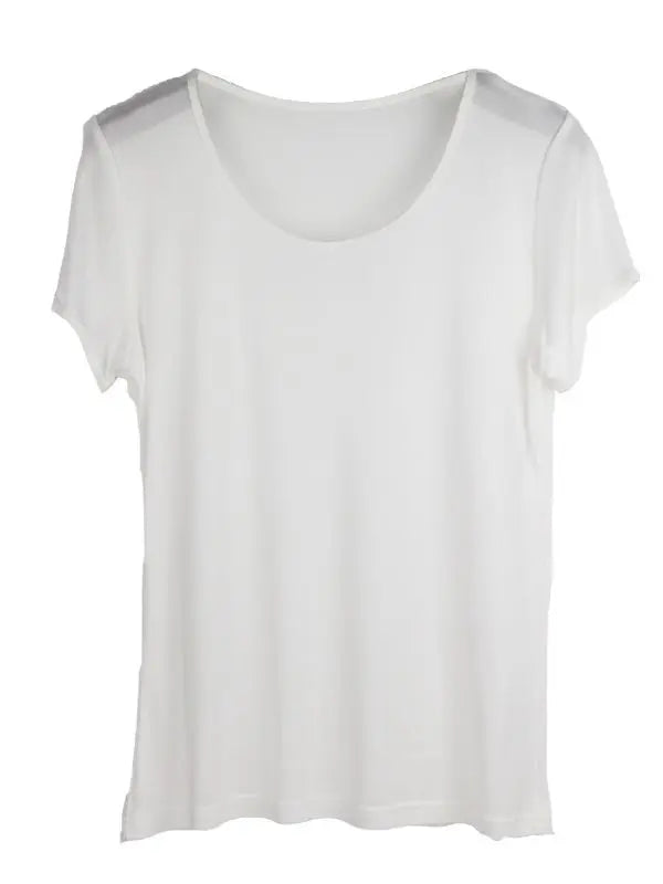SuyaDream Woman Silk T Shirt Knitted Real Silk Short Sleeved O Neck Solid Basic Tee Simple Summer Top Black White